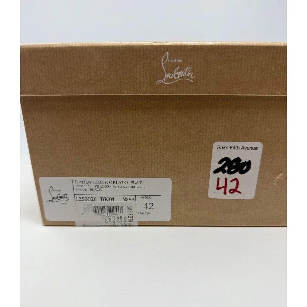 Christian Louboutin Dandy Chick Black Velvet Glitter Loafers Size 9